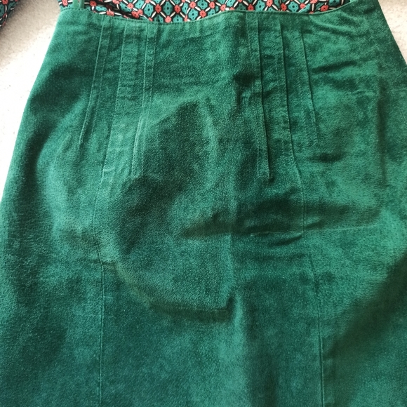 Vintage Eaton Forest Green Pig Split Suede A-Line Skirt - SOLD - Picture 4 of 4